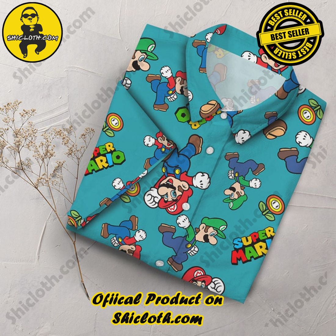 Super Mario Aloha Green Hawaiian Shirt 3 Super Mario Aloha Green Hawaiian Shirt - Image 3