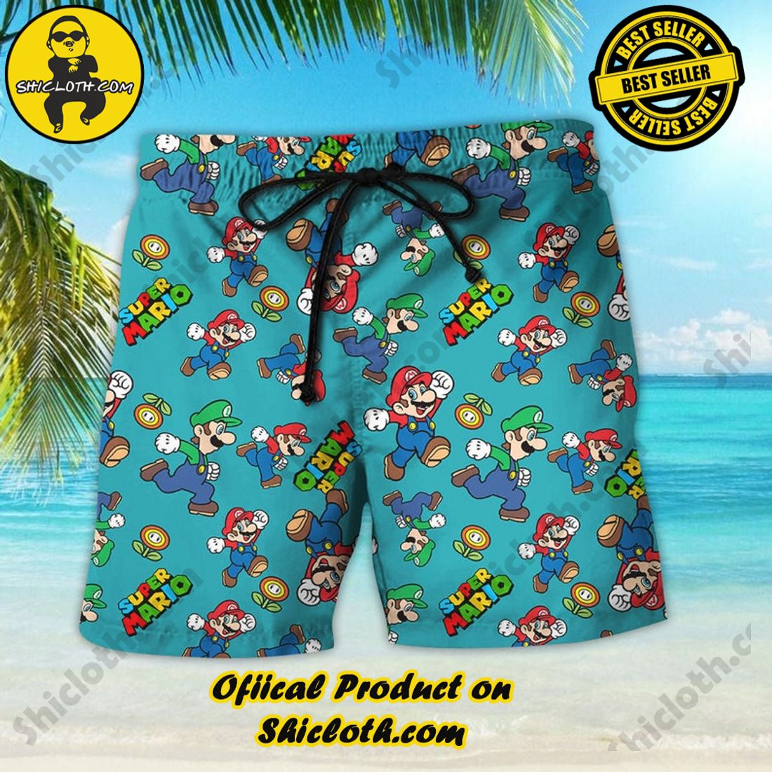 Super Mario Aloha Green Hawaiian Shirt 4 Super Mario Aloha Green Hawaiian Shirt - Image 4
