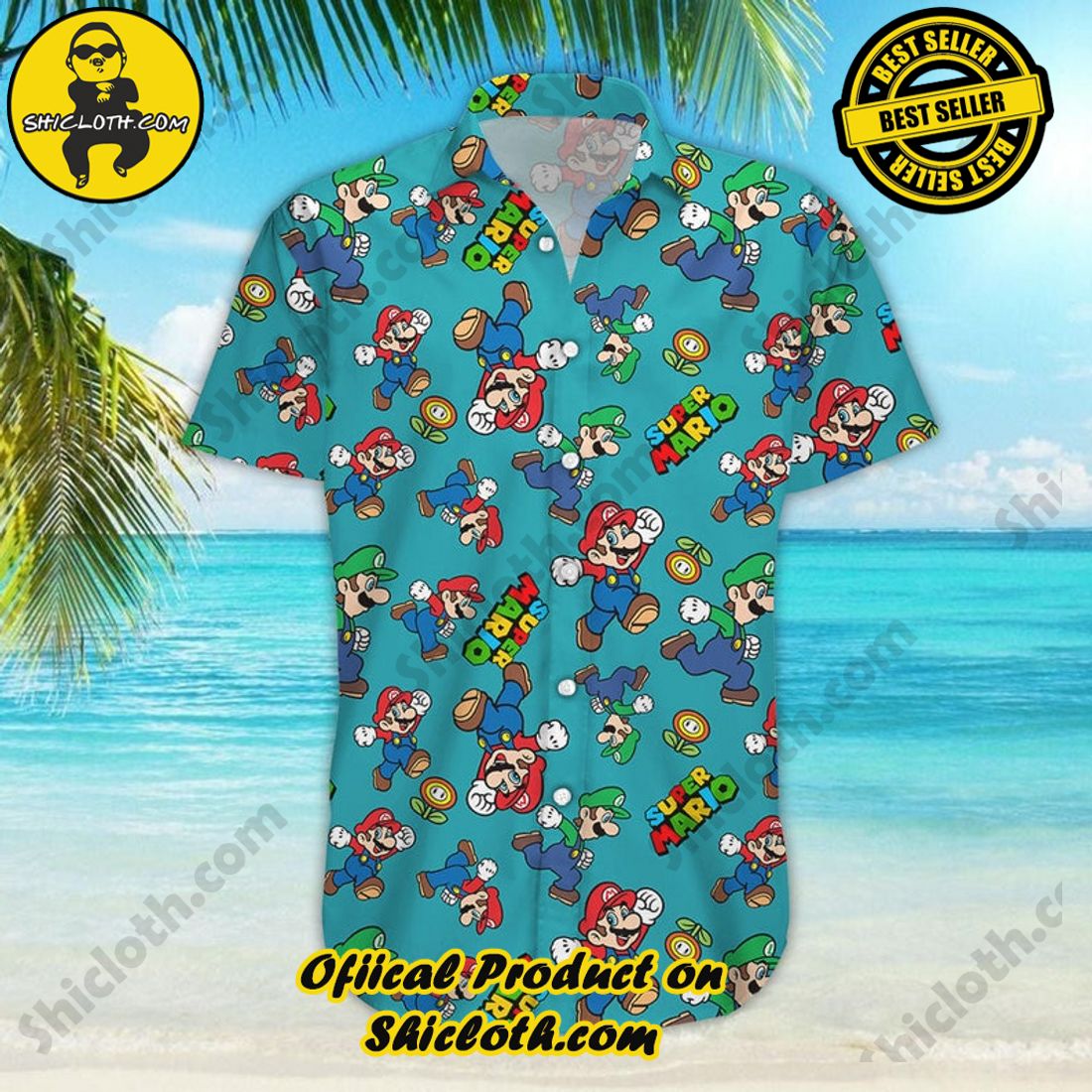 Super Mario Aloha Green Hawaiian Shirt 6 Super Mario Aloha Green Hawaiian Shirt - Image 6