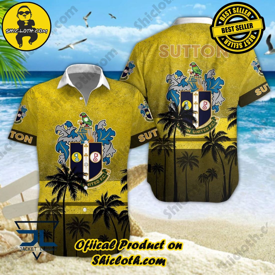 Sutton United EFL Palm Tree Aloha Hawaiian Shirt