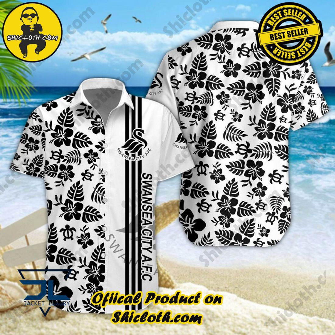 Swansea City AFC EFL Floral Aloha Hawaiian Shirt