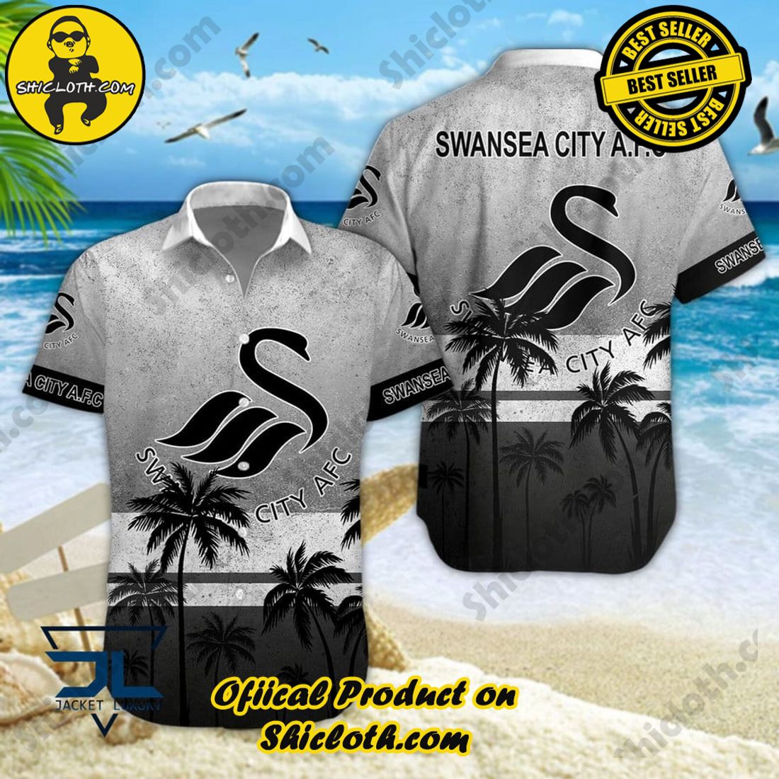 Swansea City AFC EFL Palm Tree Aloha Hawaiian Shirt