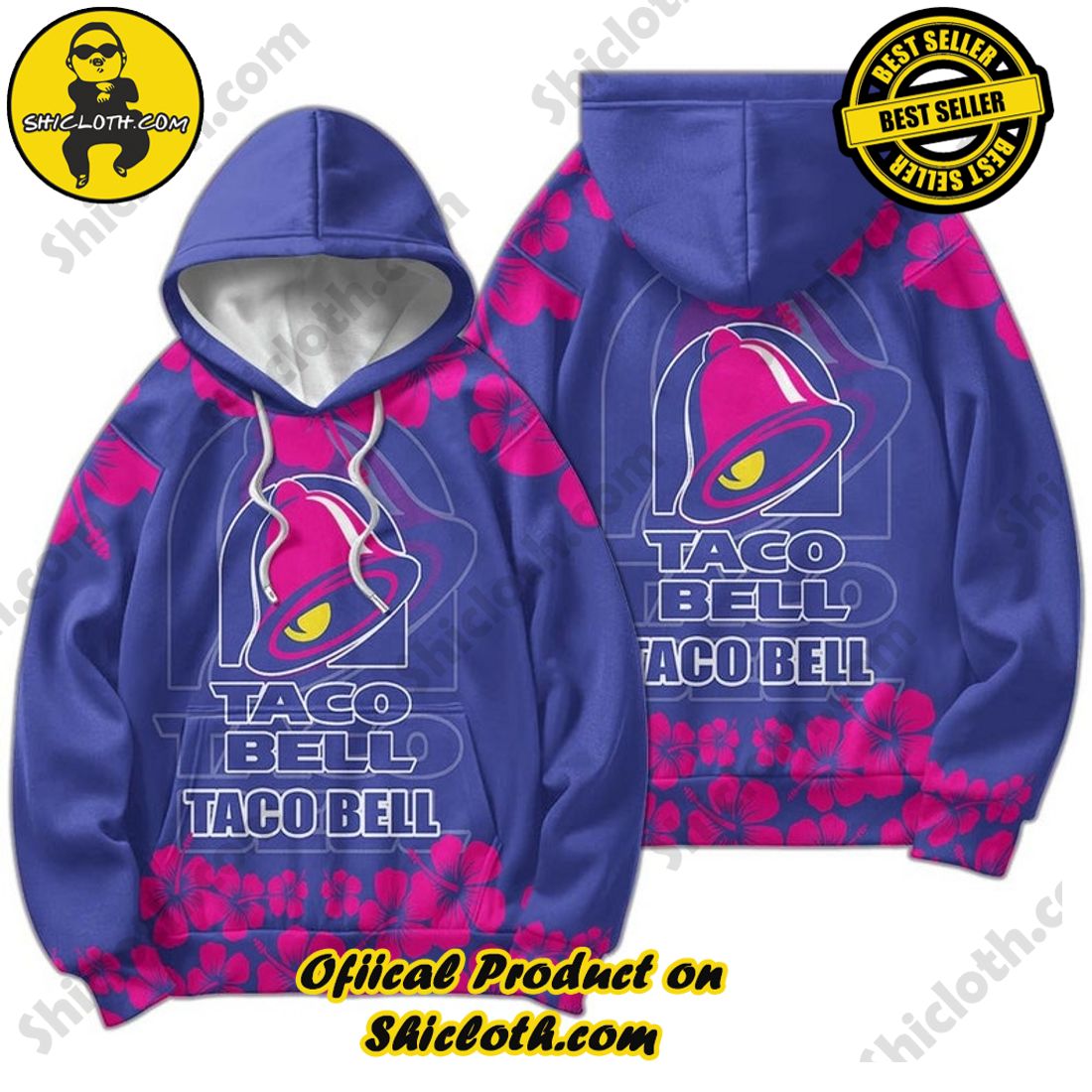 Alternative view of Taco Bell Hibiscus Purple Pink Hawaiian Shirt