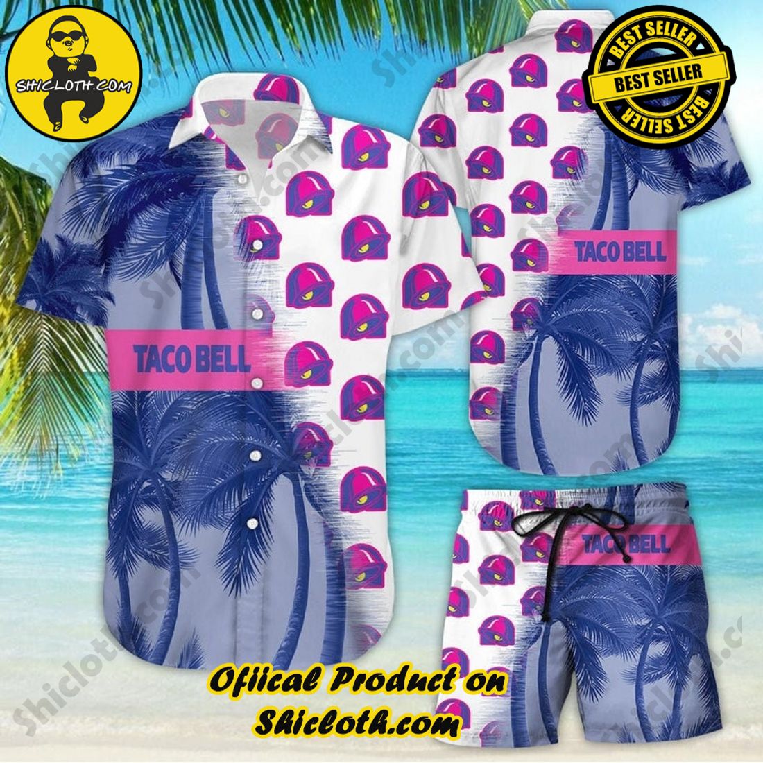 Taco Bell Palm Tree Aloha Hawaiian Shirt