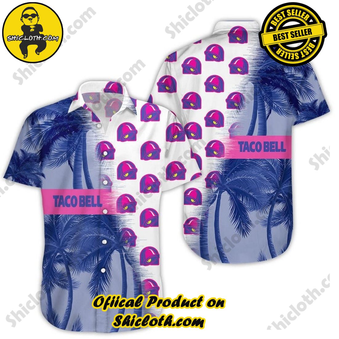 Taco Bell Palm Tree Aloha Hawaiian Shirt 4 Taco Bell Palm Tree Aloha Hawaiian Shirt - Image 4