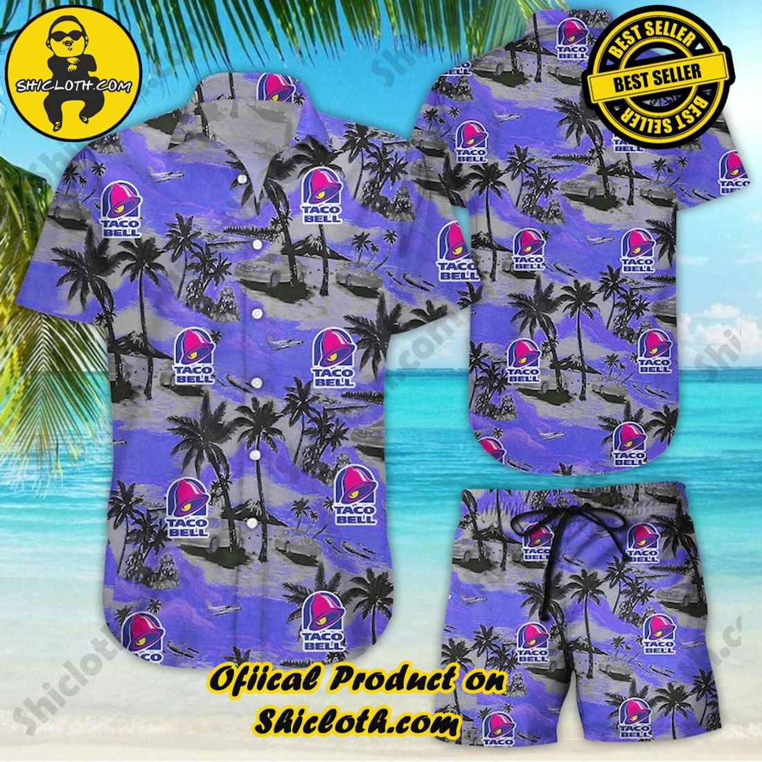 Taco Bell Palm Tree Tropical Hawaiian Shirt