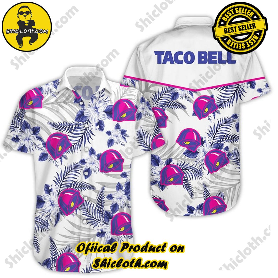 Taco Bell Tropical Flower Aloha Hawaiian Shirt 4 Taco Bell Tropical Flower Aloha Hawaiian Shirt - Image 4