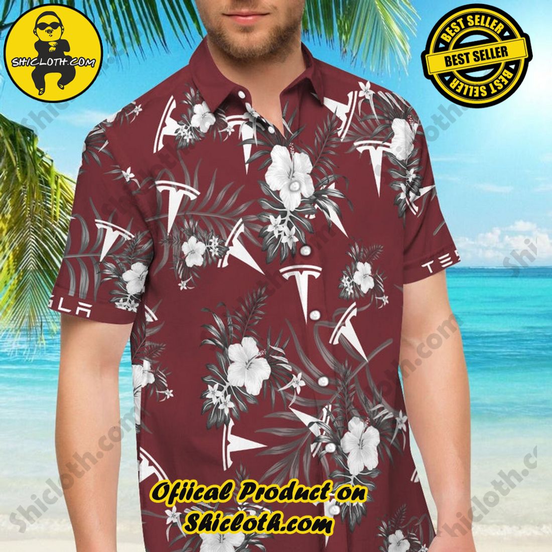Alternative view of Tesla Floral Aloha Hawaiian Shirt