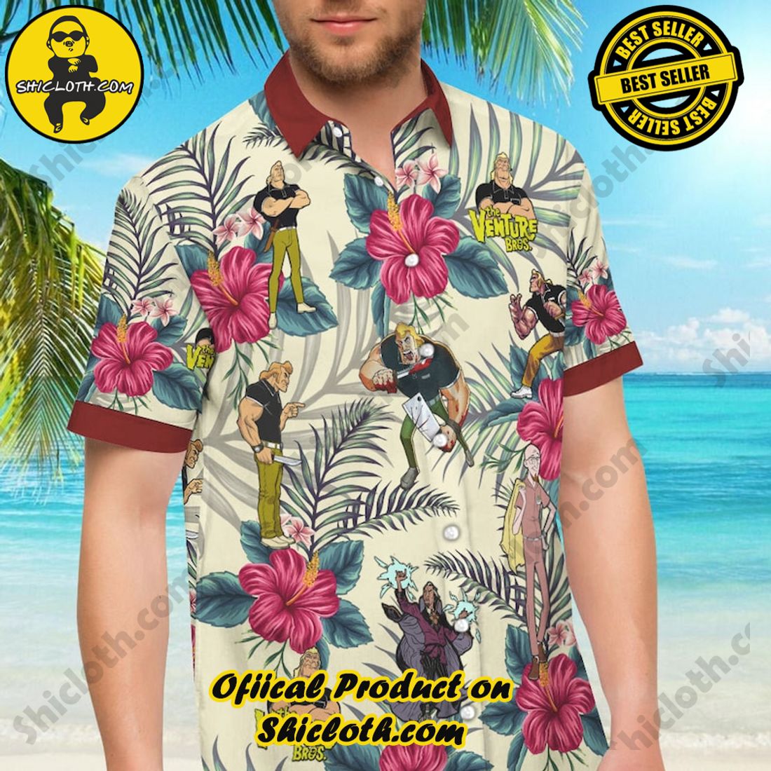 Alternative view of The Venture Bros Characters Floral Tropical Hawaiian Shirt