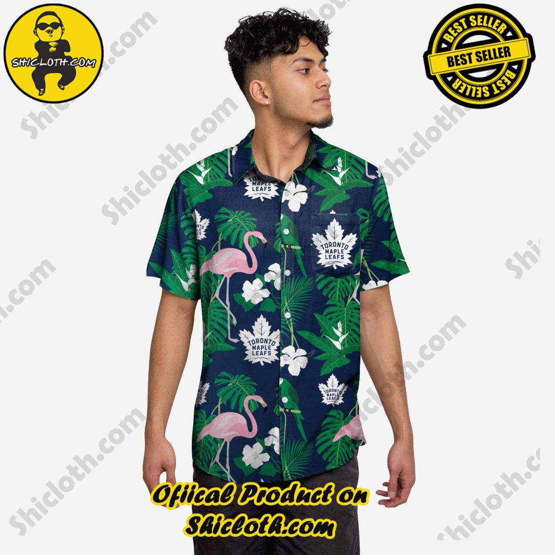 Best Seller Hawaiian Shirt And Short in Shicloth !!! Buy it now 17 Toronto Maple Leafs Floral Button Up Shirt