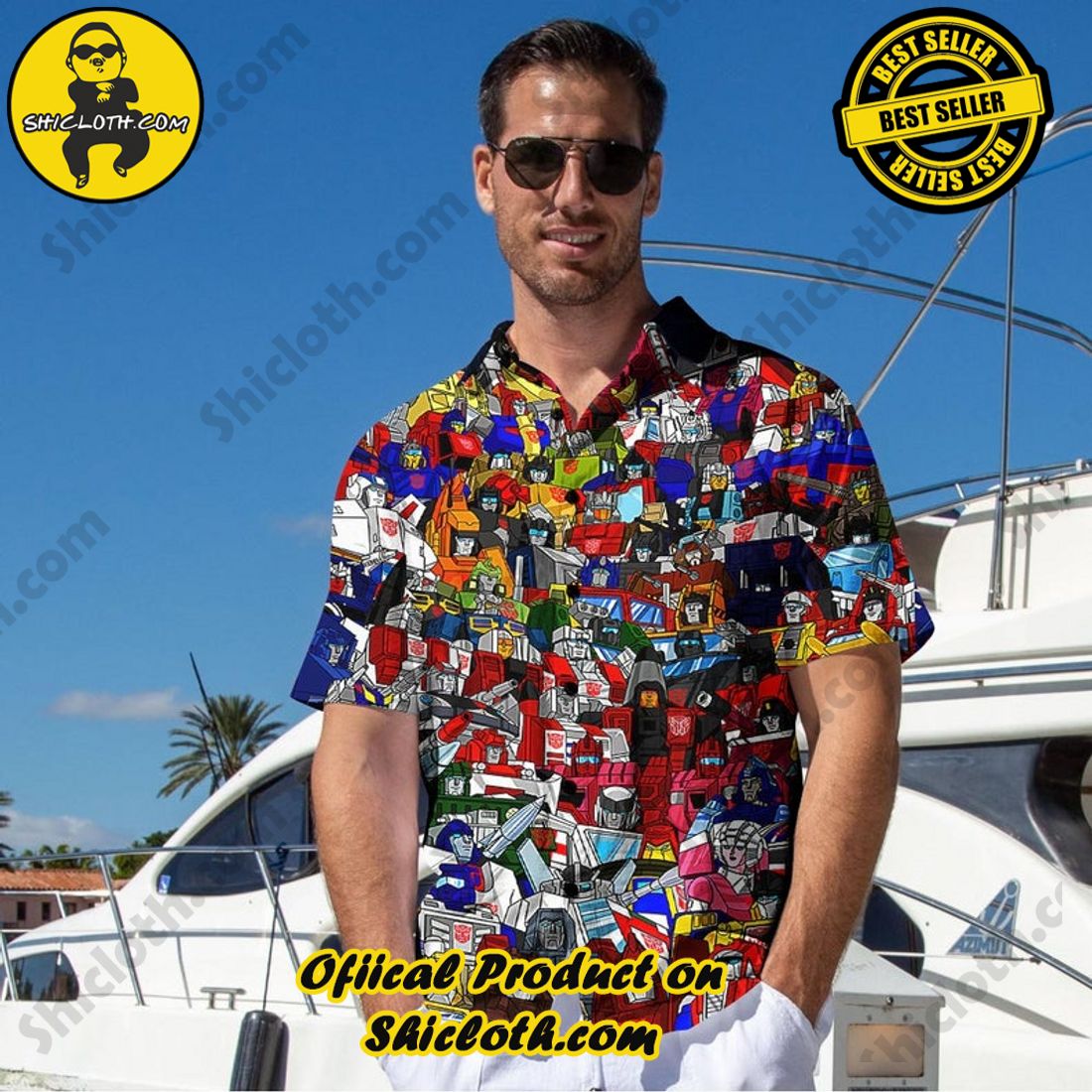 Alternative view of Transformer 80s TV series Colorful Hawaiian Shirt And Short