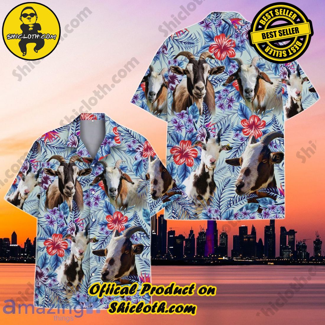 Alternative view of Tropical Goat Hawaiian Shirt Best Style For Men And Women