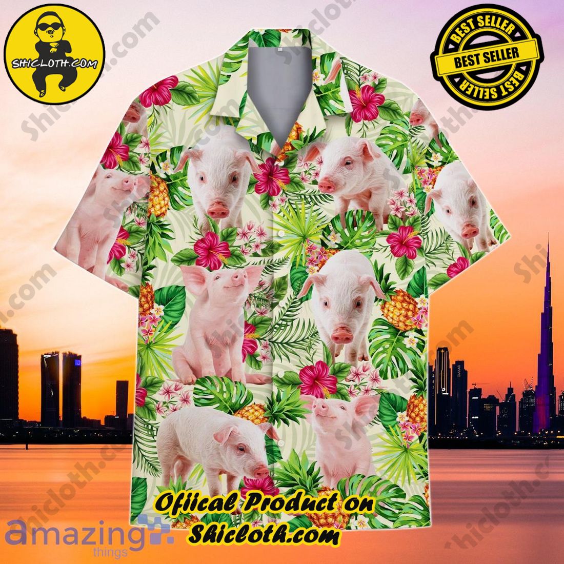 Tropical Pig And Flower Hawaiian Shirt Unique Gift For Men And Women