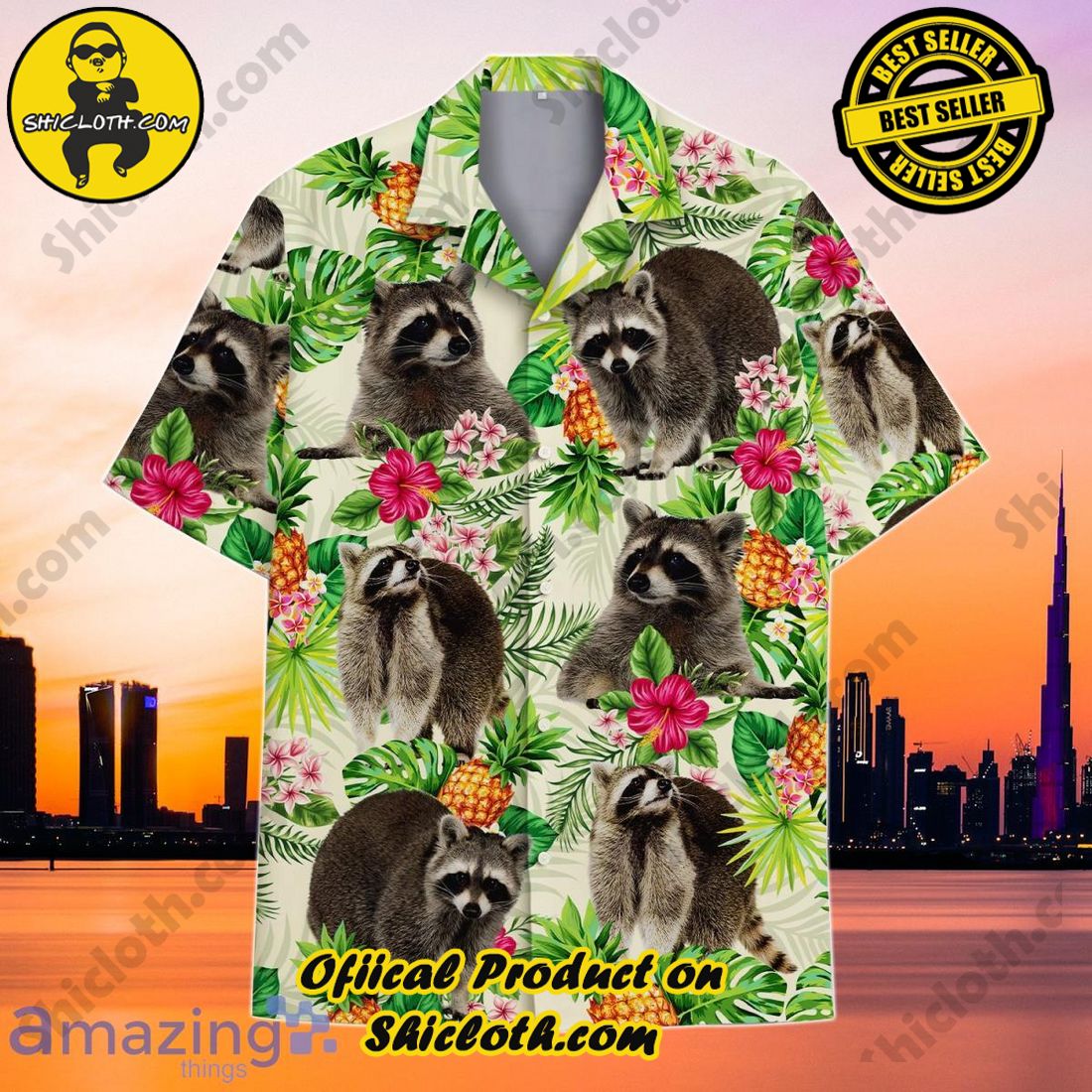 Tropical Racoon Hawaiian Shirt Impressive Gift or Men And Women