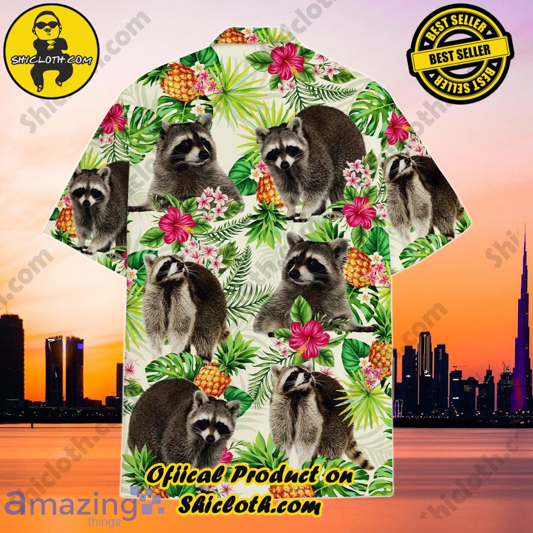 Tropical Racoon Hawaiian Shirt Impressive Gift or Men And Women 3 Tropical Racoon Hawaiian Shirt Impressive Gift or Men And Women - Image 3
