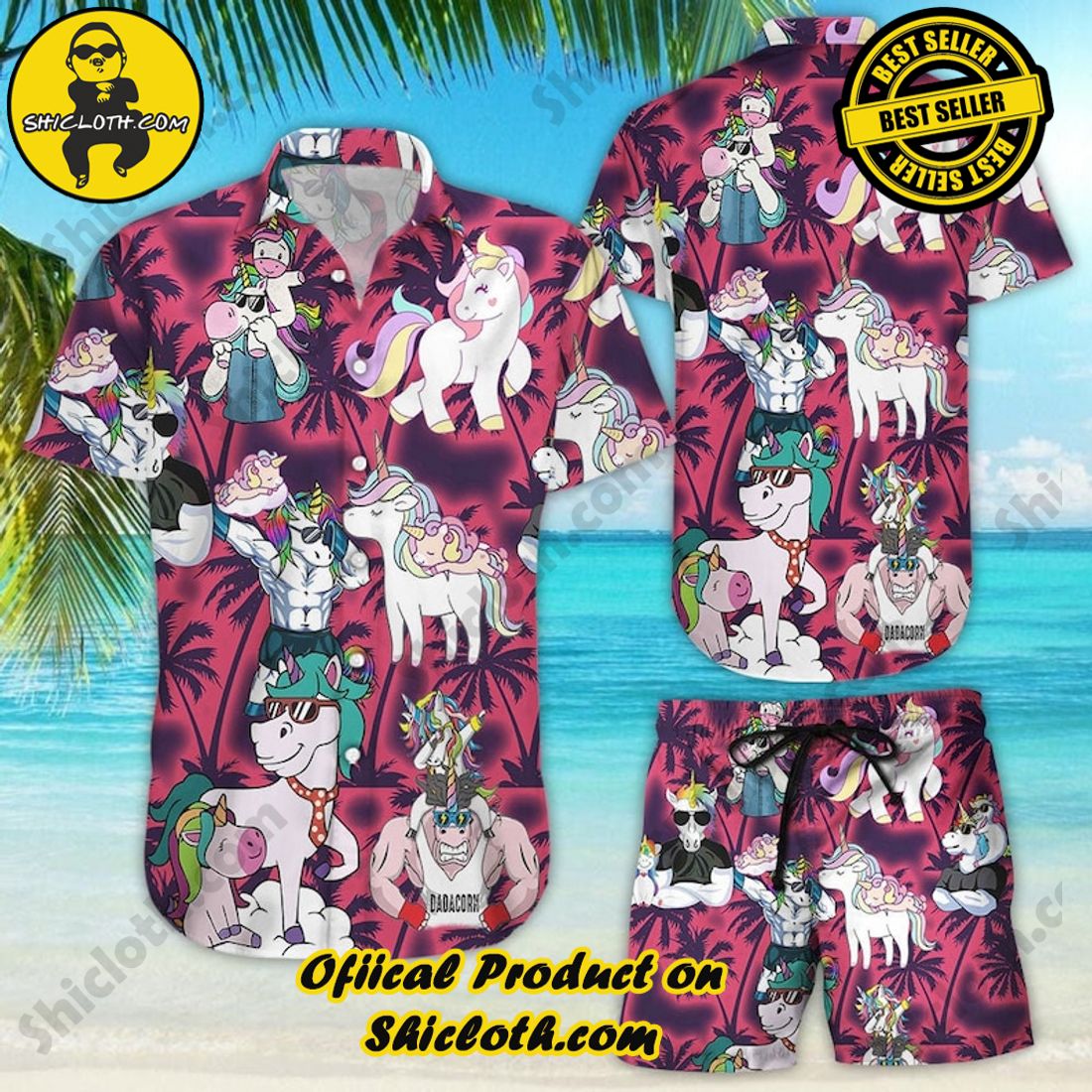 Unicorn Palm Tree Coloful Hawaiian Shirt