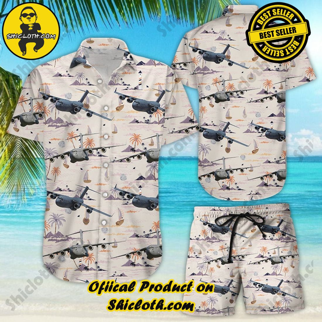 US Air Force Boeing C17 Globemaster III Vintage Hawaiian Shirt