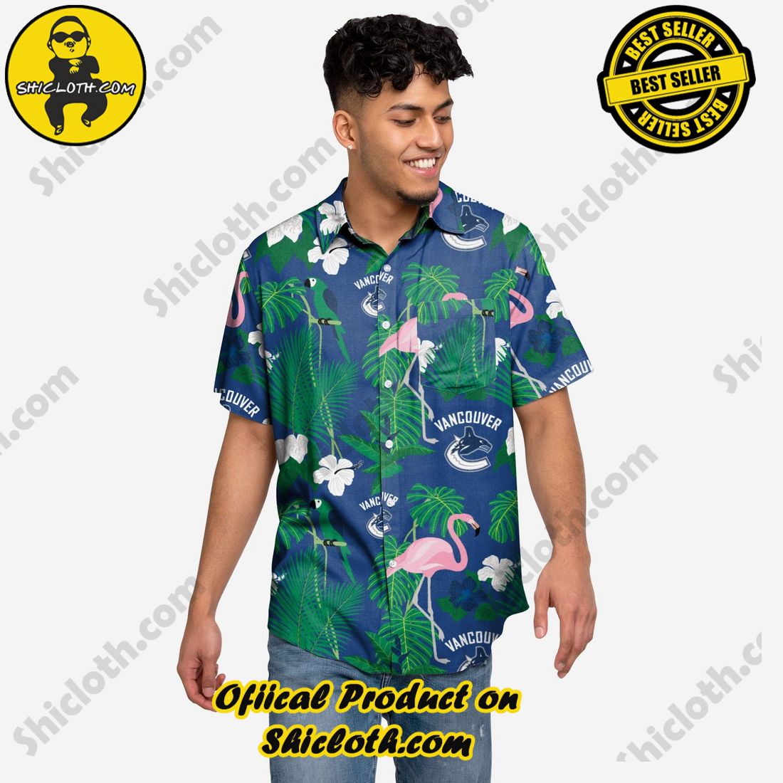 Best Seller Hawaiian Shirt And Short in Shicloth !!! Buy it now 18 Vancouver Canucks Floral Button Up Shirt