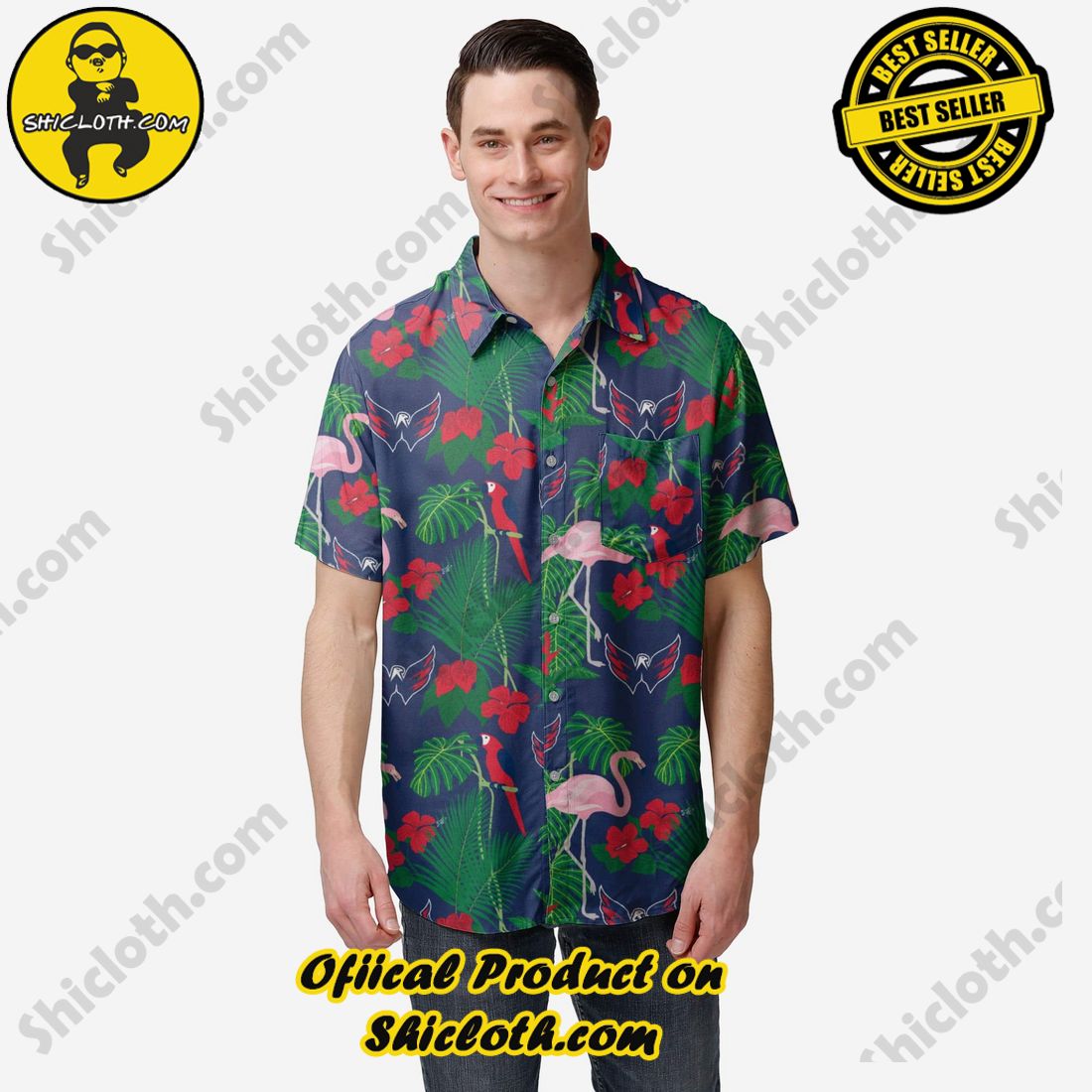 Best Seller Hawaiian Shirt And Short in Shicloth !!! Buy it now 21 Washington Capitals Floral Button Up Shirt