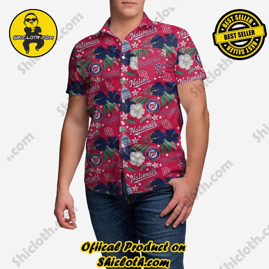 NEW COLLECTION Hawaiian Shirt And Short in Shicloth !!! Own it now 30 Washington Nationals City Style Button Up Shirt