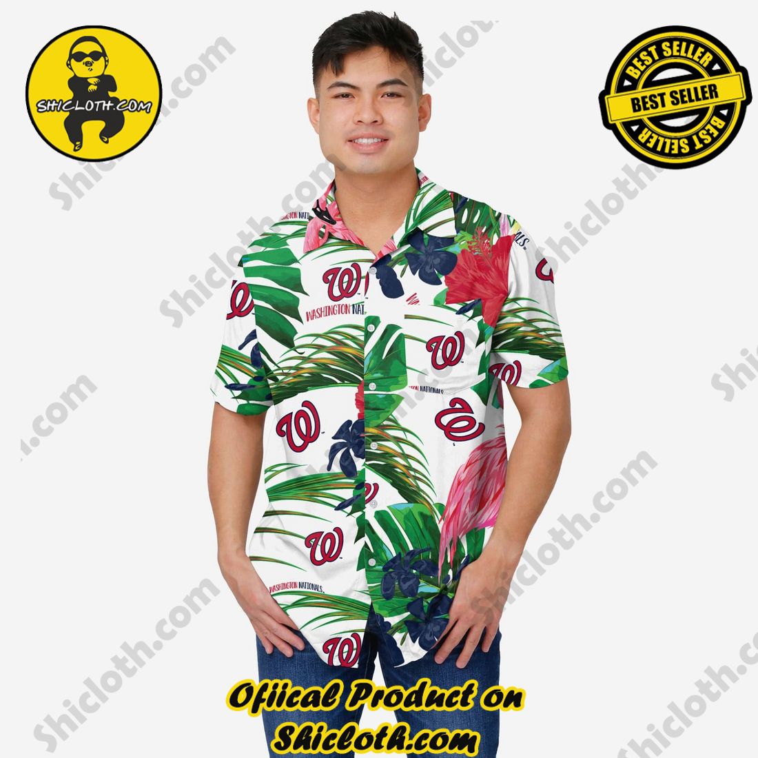 NEW COLLECTION Hawaiian Shirt And Short in Shicloth !!! Own it now 31 Washington Nationals Flamingo Button Up Shirt