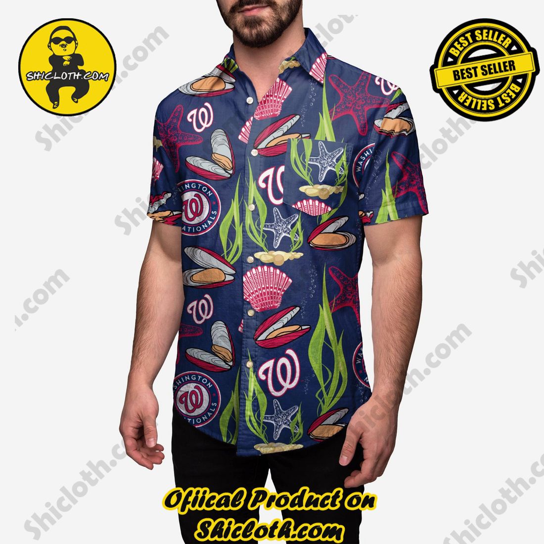 NEW COLLECTION Hawaiian Shirt And Short in Shicloth !!! Own it now 32 Washington Nationals Floral Button Up Shirt