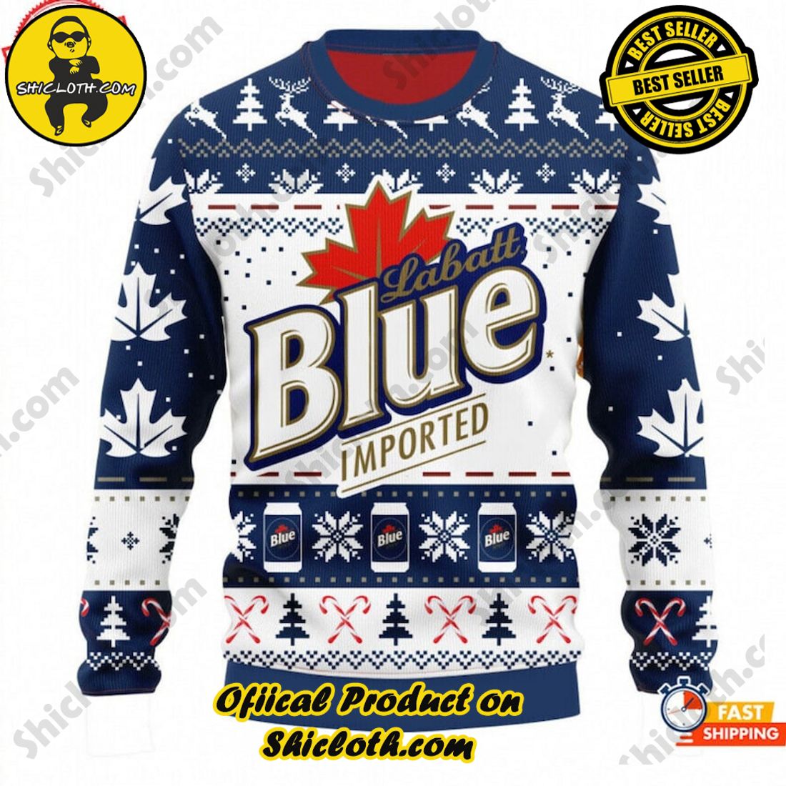 Sweater Delights from Shicloth Fashion Store: A Perfect Christmas Gift 4 Beer Drinking Autumn Leaf Labatt Blue Brewing Christmas Ugly Sweater Noel Gift, Horror Character Christmas Fleece Zip Hoodie
