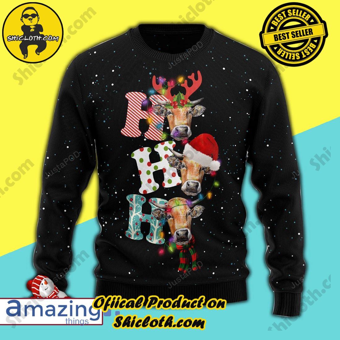 Hot Trending Sweater in Shicloth Store 5 Cow Ho Ho Ho Christmas Ugly Sweater