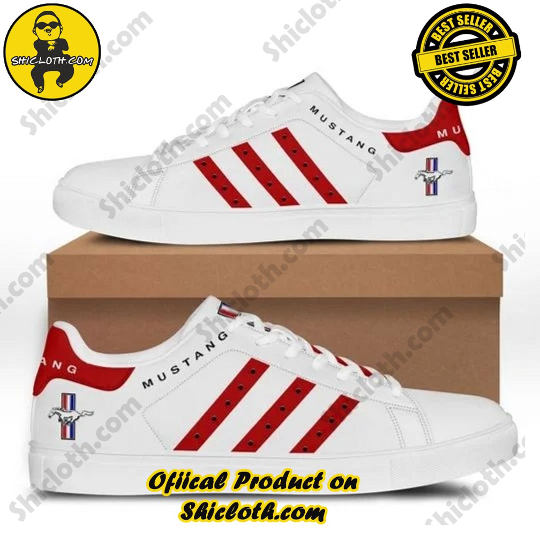 Stepping Up Your Game: Stan Smith Shoe Collection for Sports Enthusiasts by Shicloth 7 Ford Mustang White Red Stripes Adidas Stan Smith Shoes