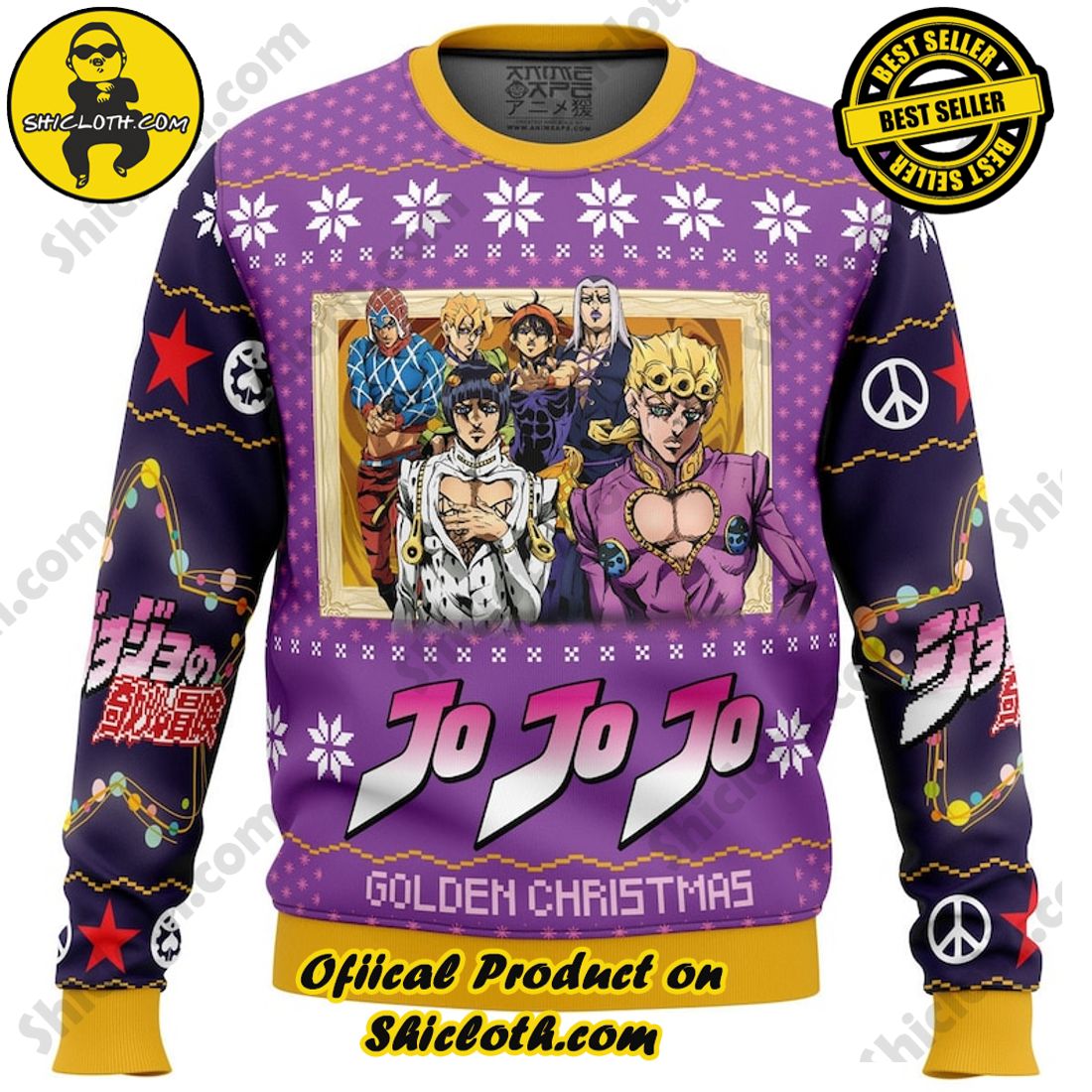 Meaningful Christmas Gift: Shiclothshop's Sentimental Sweater 9 Golden Christmas Jojo's Bizarre Adventure Ugly Christmas Sweater, Christmas Ugly Sweater 3D All Over Print, Xmas Sweatshirt, Christmas Gifts