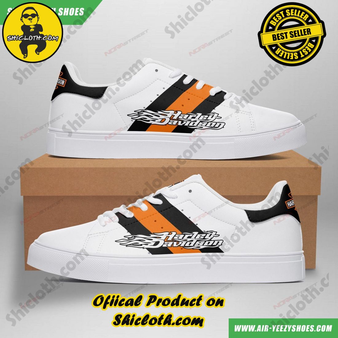 Stepping Up Your Game: Stan Smith Shoe Collection for Sports Enthusiasts by Shicloth 10 Harley-Davidson White Black Orange Stripes Adidas Stan Smith Shoes Style 4