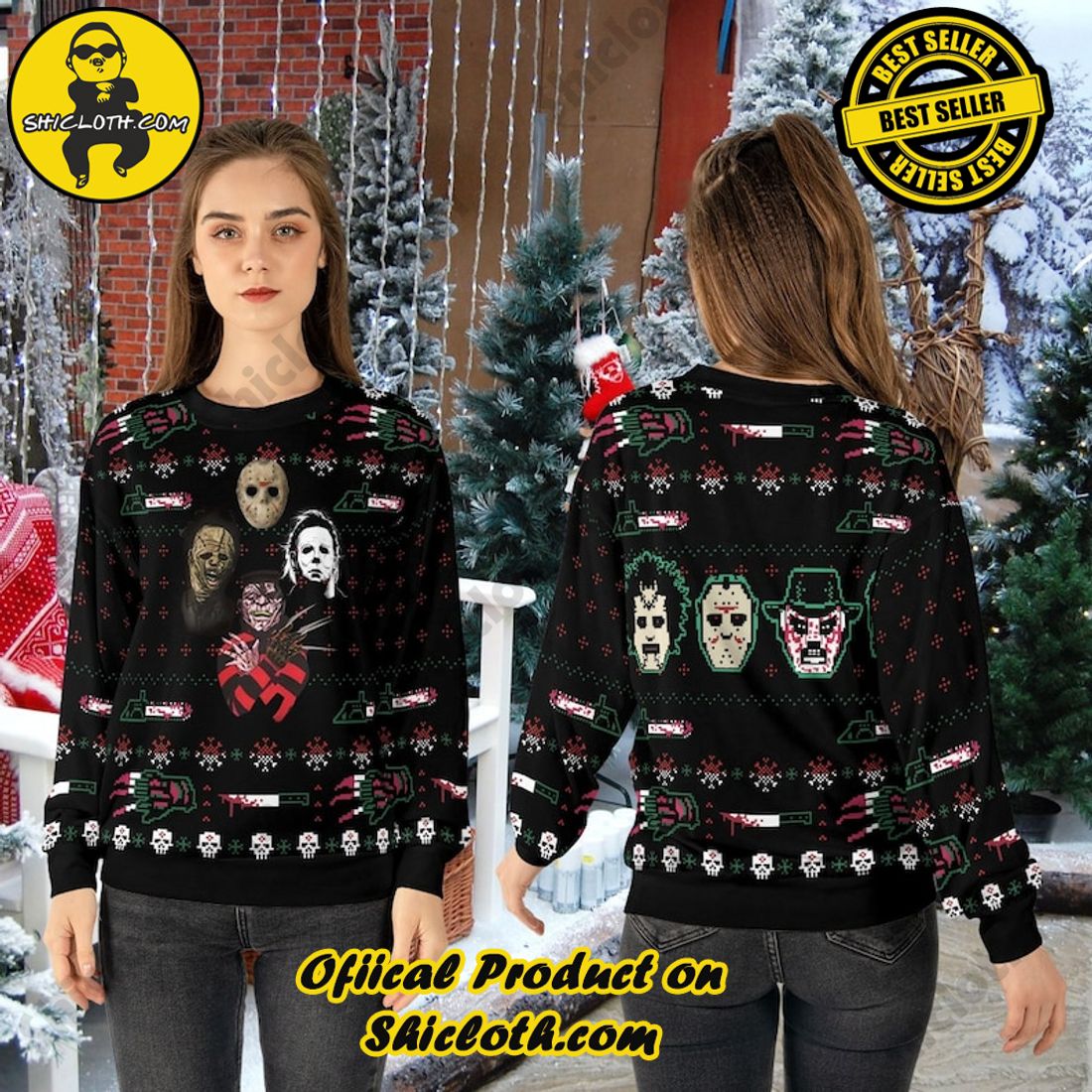 Sweater Delights from Shicloth Fashion Store: A Perfect Christmas Gift 26 Horror Movie Characters Ugly Christmas Sweater, Horror Shirt, Horror Characters Halloween Sweater, Halloween Party,Halloween Christmas Gift