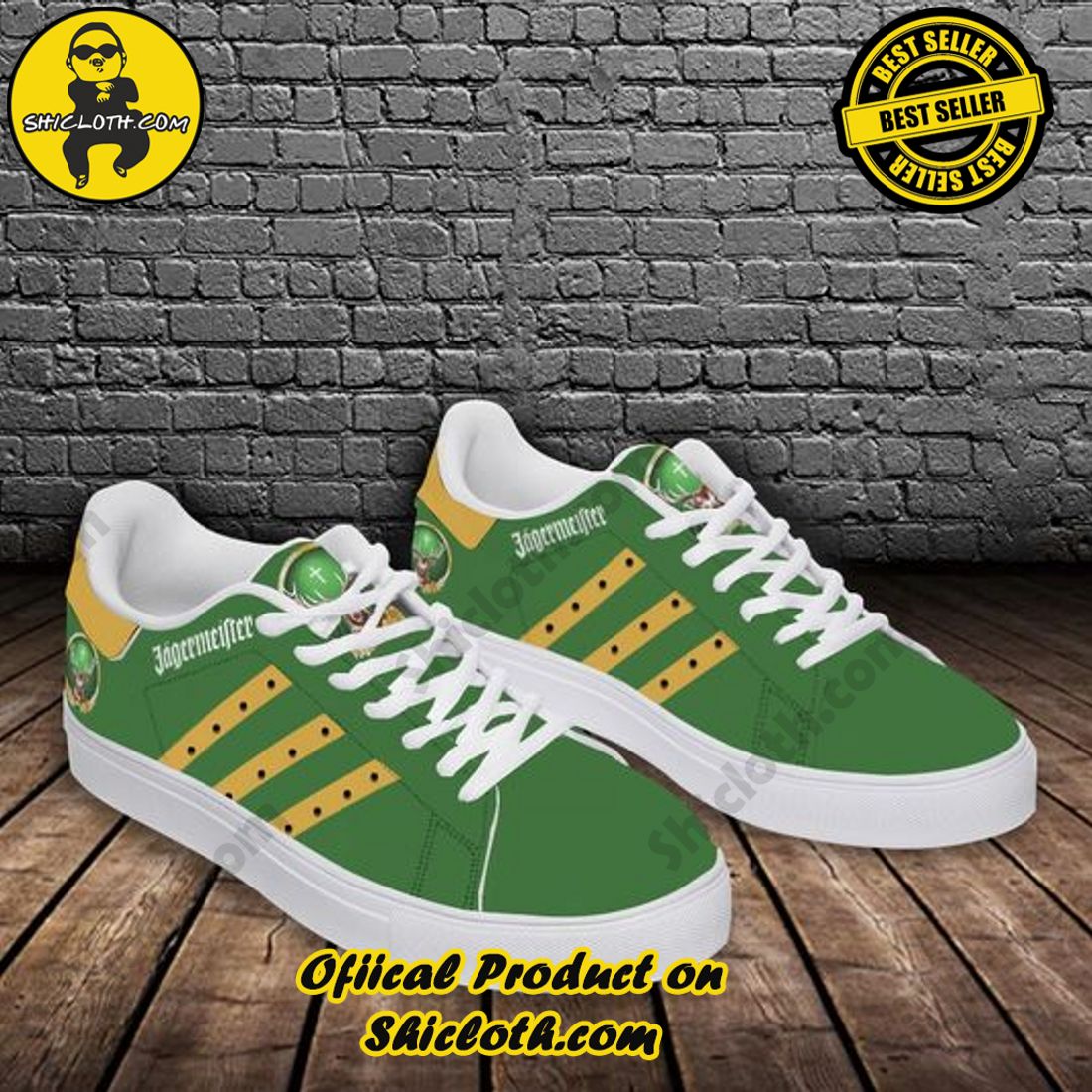 Stepping Up Your Game: Stan Smith Shoe Collection for Sports Enthusiasts by Shicloth 17 Jagermeister Green Yellow Stripes Adidas Stan Smith Shoes