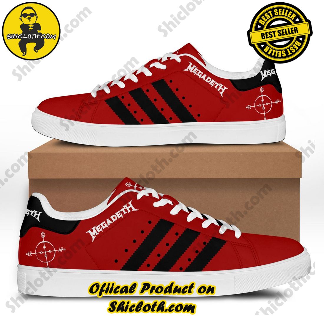 Stepping Up Your Game: Stan Smith Shoe Collection for Sports Enthusiasts by Shicloth 23 Megadeth Red Black Stripes Adidas Stan Smith Shoes