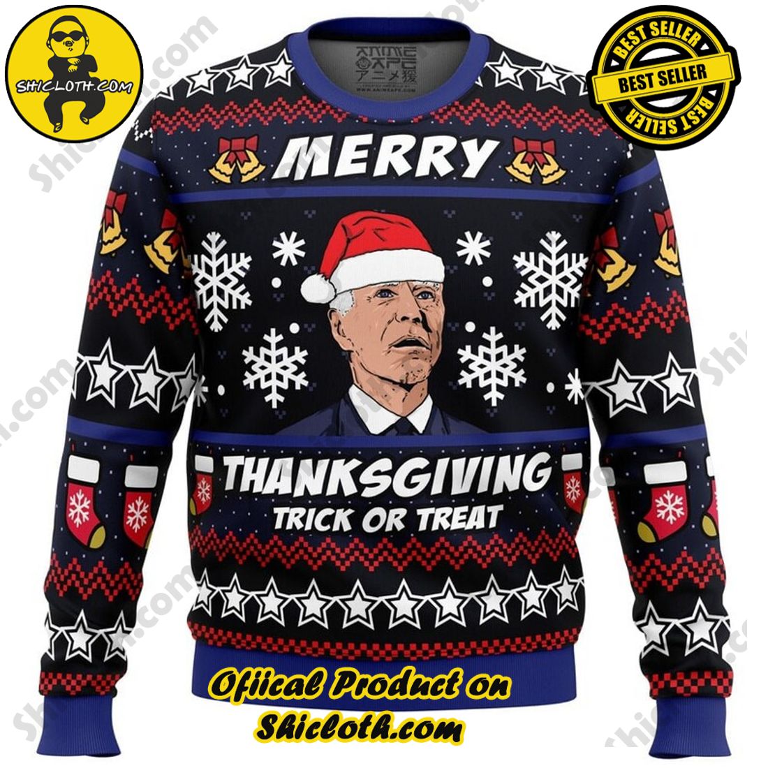 Meaningful Christmas Gift: Shiclothshop's Sentimental Sweater 13 Merry Thanksgiving Biden Ugly Christmas Sweater, Christmas Ugly Sweater 3D All Over Print, Xmas Sweatshirt, Christmas Gifts