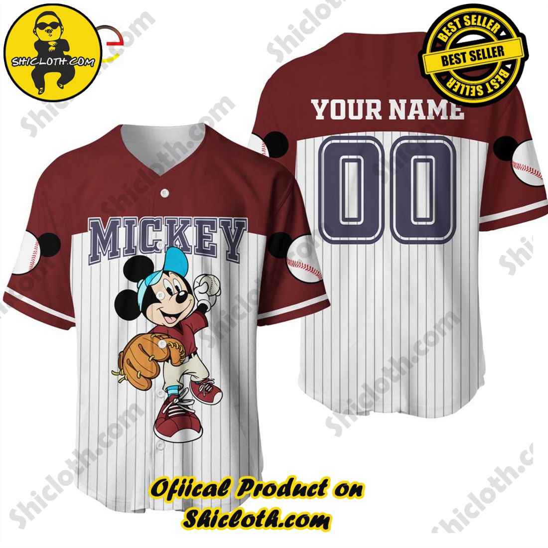 Mickey Mouse Custom Name Unisex Baseball Jersey 3XL | StanleyFashion