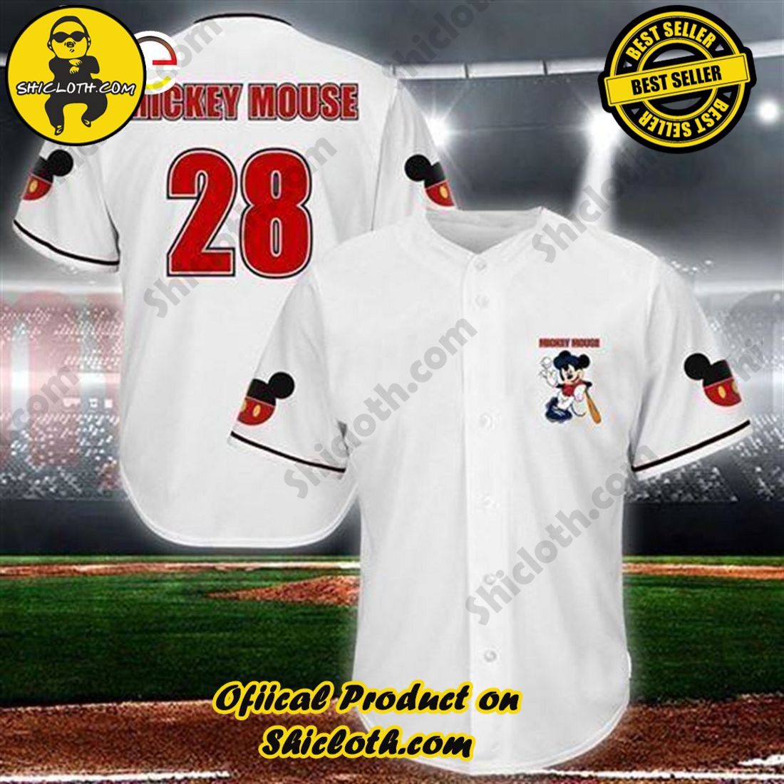 Sporty Elegance: Exploring Shicloth's Baseball Jersey Shirt Collection 27 Mickey Mouse Player Lover Custom Name And Number Baseball Jersey