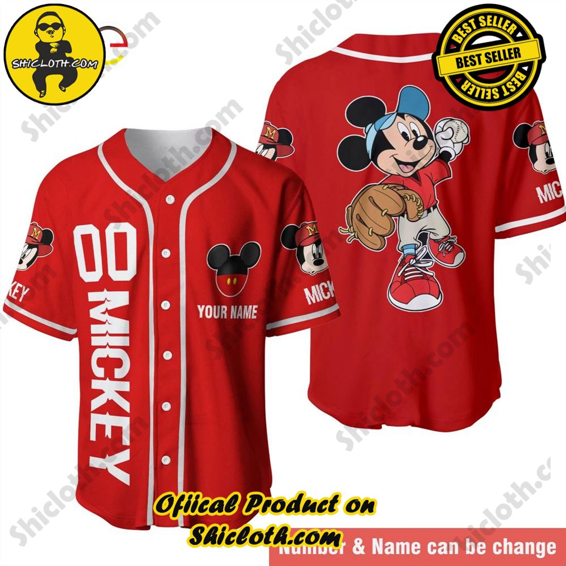 MLB Cleveland Guardians Custom Name Number Mickey Red Baseball Jersey