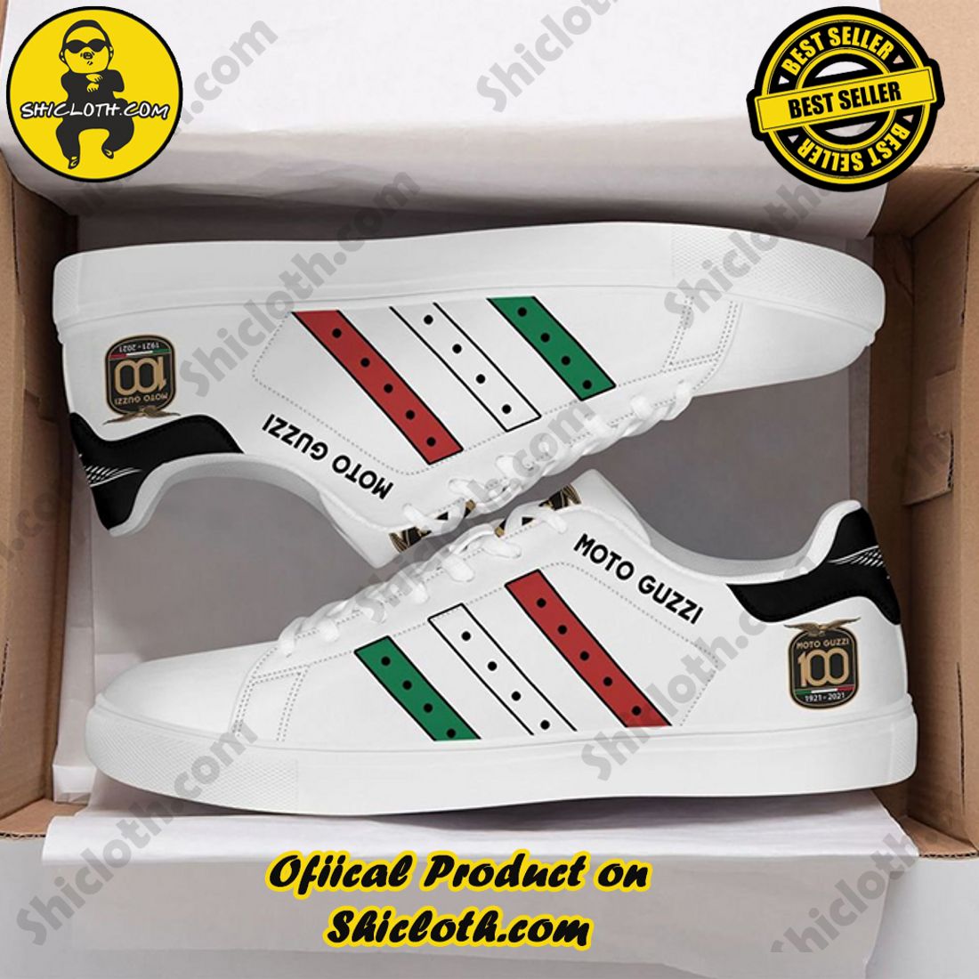 Stepping Up Your Game: Stan Smith Shoe Collection for Sports Enthusiasts by Shicloth 27 Moto Guzzi White Red Green Stripes Adidas Stan Smith Shoes