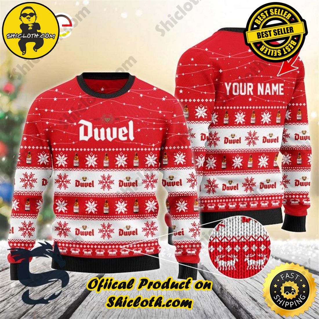 Personalized Christmas Twinkle Lights Duvel Beer Christmas Beer Sweater