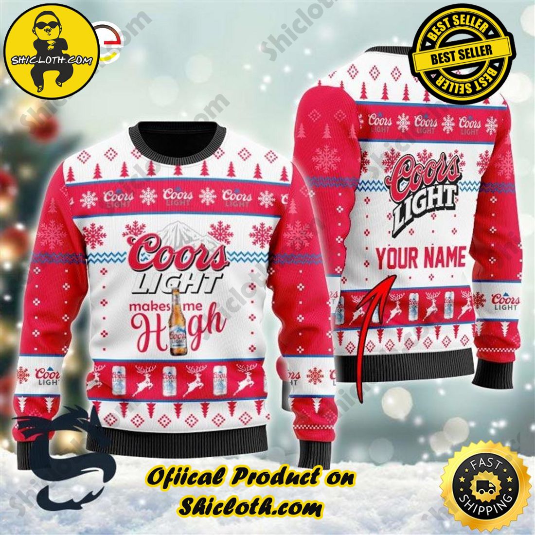 Elegance Meets Comfort: Shiclothstore's Stylish Sweater Collection 37 Personalized Coors Light Makes Me High Christmas Ugly Beer Sweater