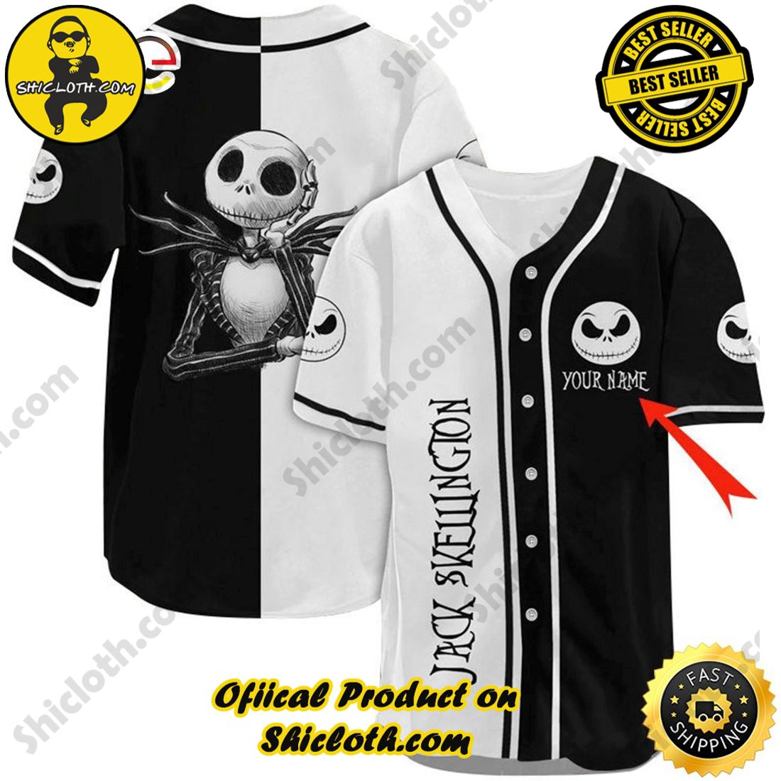 Sporty Elegance: Exploring Shicloth's Baseball Jersey Shirt Collection 36 Personalized Jack Skellington White Black Baseball Jersey