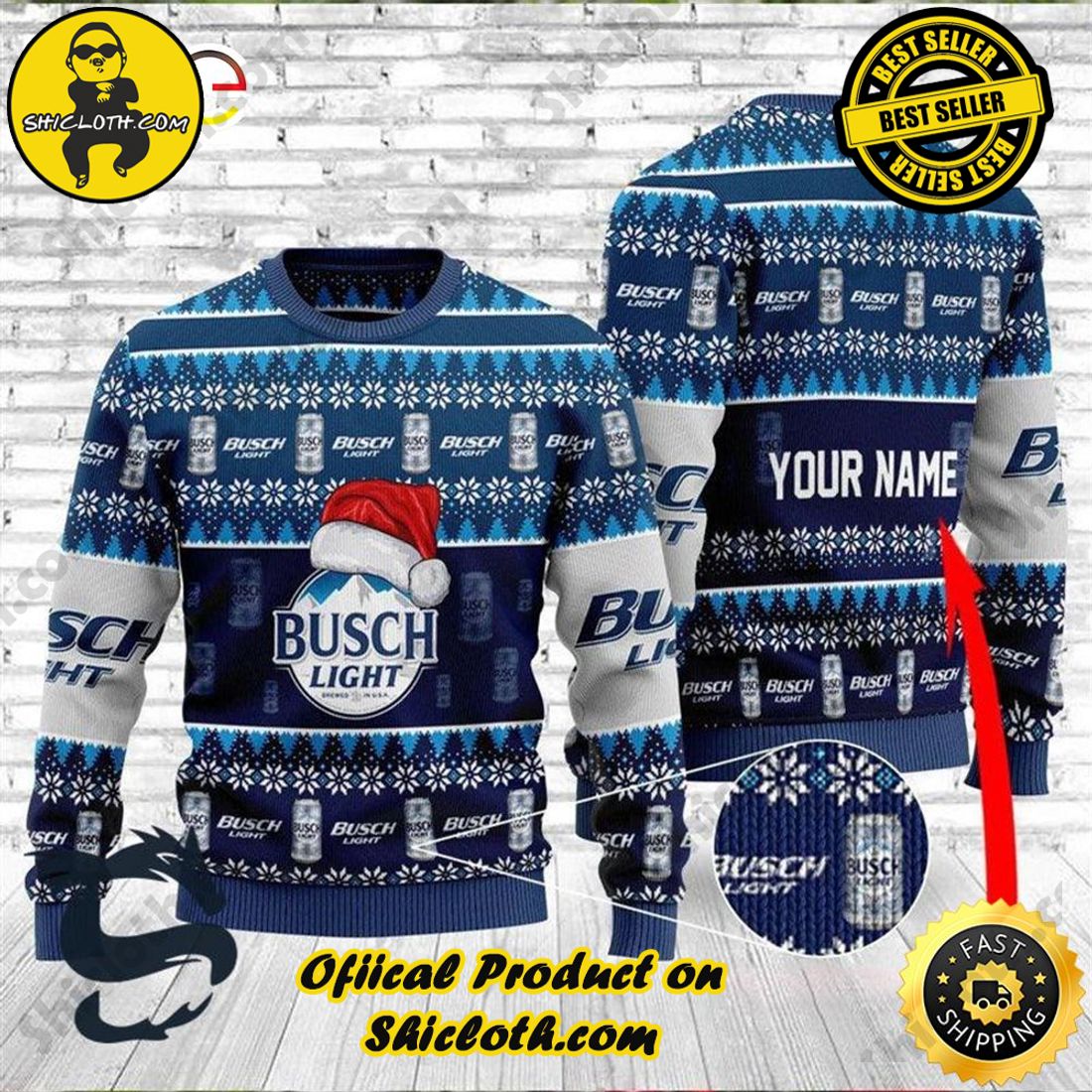 Personalized Santa Hat Busch Light Christmas Beer Sweater - Shicloth