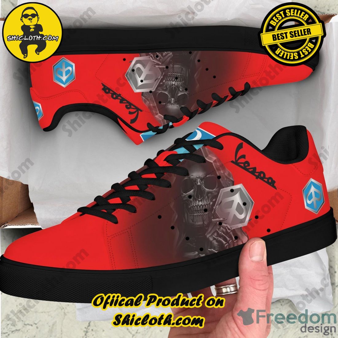 Stan Smith Shoes in Shicloth Store.Best seller !!! 6 Piaggio Vespa Cool Red Stan Smith Low Top Skate Shoes