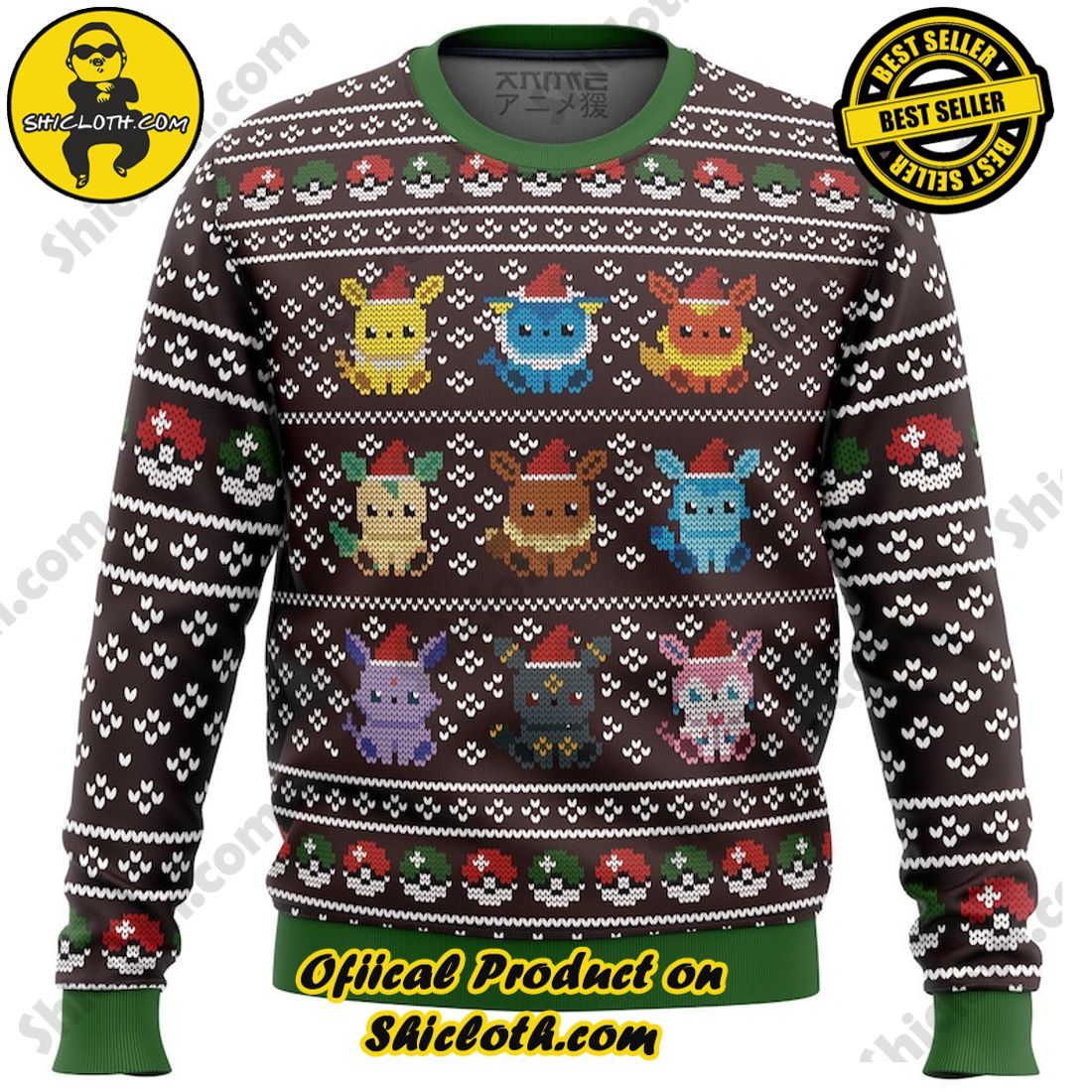 Meaningful Christmas Gift: Shiclothshop's Sentimental Sweater 14 Pokemon Eeveelution Ugly Christmas Sweater, Christmas Ugly Sweater 3D All Over Print, Xmas Sweatshirt, Christmas Gifts