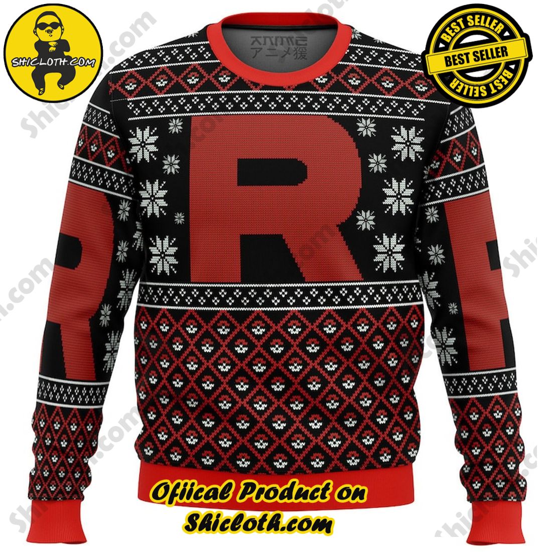 Meaningful Christmas Gift: Shiclothshop's Sentimental Sweater 15 Pokemon Team Rocket Red Black Ugly Christmas Sweater, Christmas Ugly Sweater 3D All Over Print, Xmas Sweatshirt, Christmas Gifts