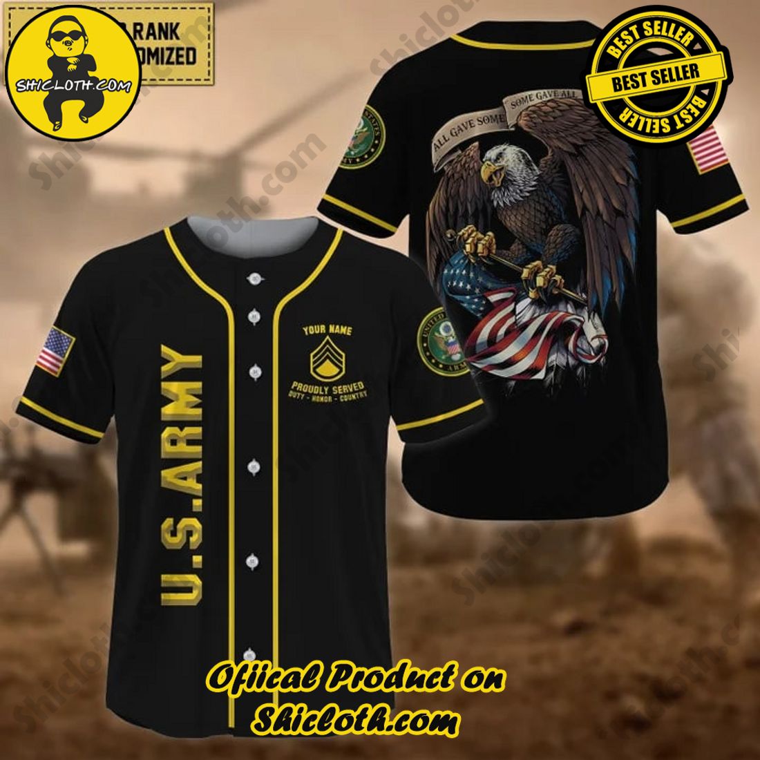 Sporty Elegance: Exploring Shicloth's Baseball Jersey Shirt Collection 42 Premium Personalised All Gave Some US Veteran Yellow Baseball Jersey