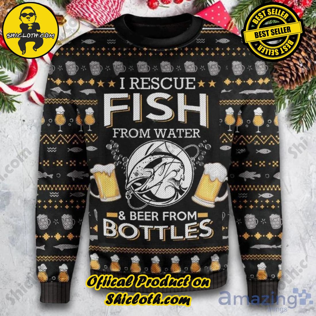 Introducing Shicloth's Cozy Sweater Collection 18 Rescue Fish From Water Beer Ugly Christmas Sweater