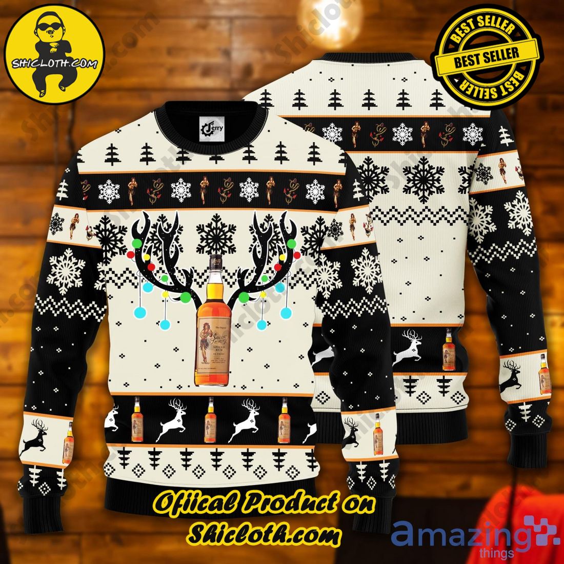 Sailor Jerry Reindeer Ugly Christmas Sweater - Shicloth