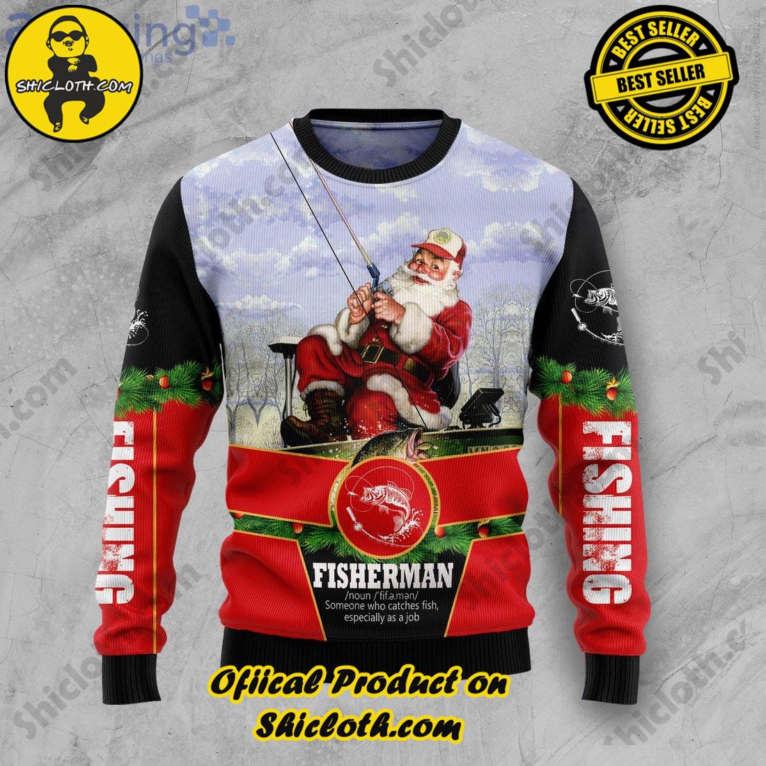 Best Seller Hot Trending Sweater in Shicloth Store.Click here to buy !! 12 Santa Fisherman Gift Ugly Christmas Sweater